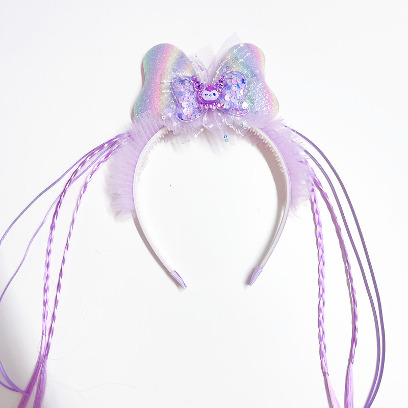 Vaikų plaukų juostelė su princesės karūna ir pintomis sruogomis, rankų darbo iš plastiko/rezino