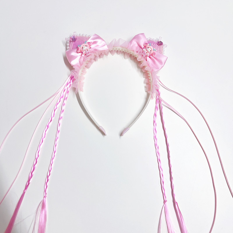 Vaikų plaukų juostelė su princesės karūna ir pintomis sruogomis, rankų darbo iš plastiko/rezino