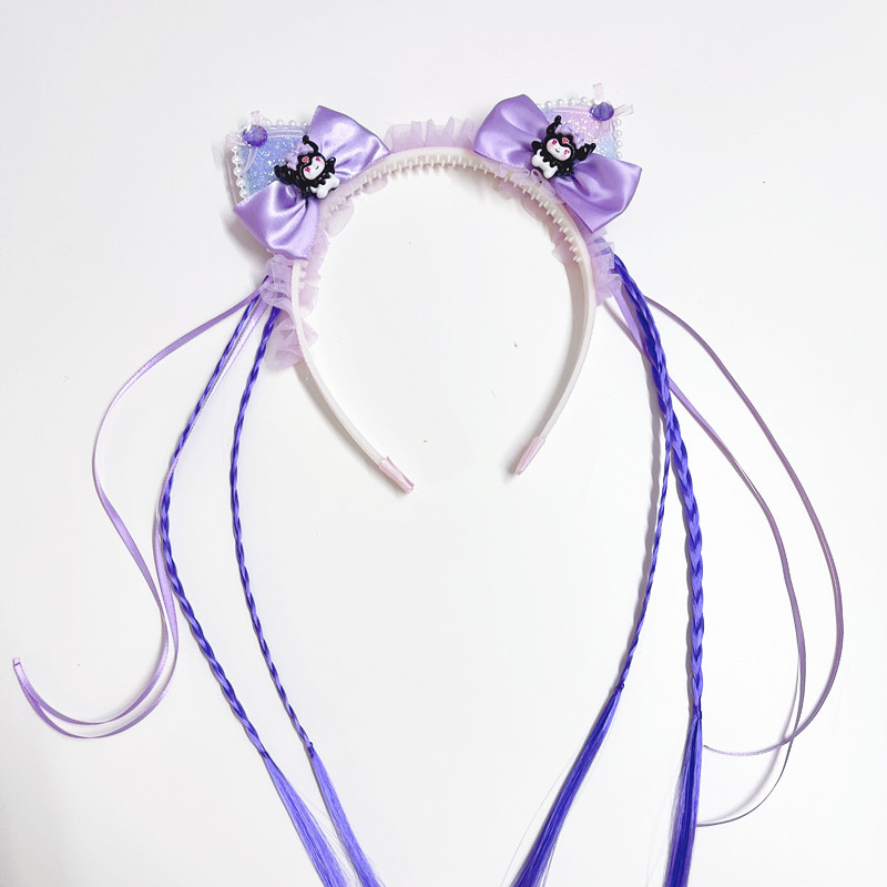 Vaikų plaukų juostelė su princesės karūna ir pintomis sruogomis, rankų darbo iš plastiko/rezino