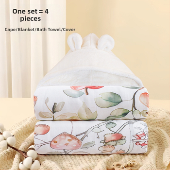 Koralinio fliso kūdikių vonios rankšluostis su gobtuvu, sugeria ir greitai džiūsta, 500–800 g, visiems sezonams, animacinio stiliaus