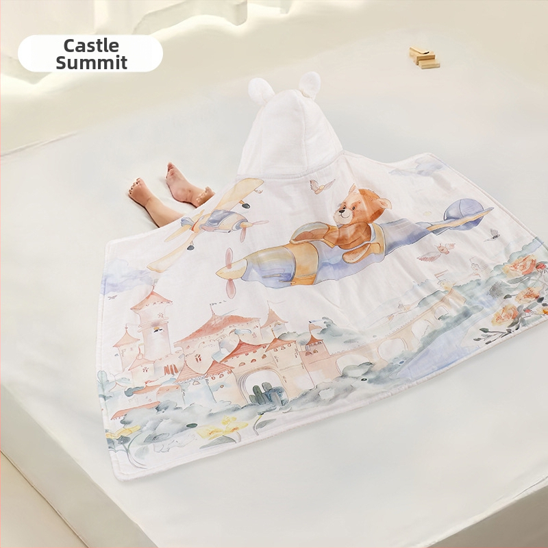 Koralinio fliso kūdikių vonios rankšluostis su gobtuvu, sugeria ir greitai džiūsta, 500–800 g, visiems sezonams, animacinio stiliaus