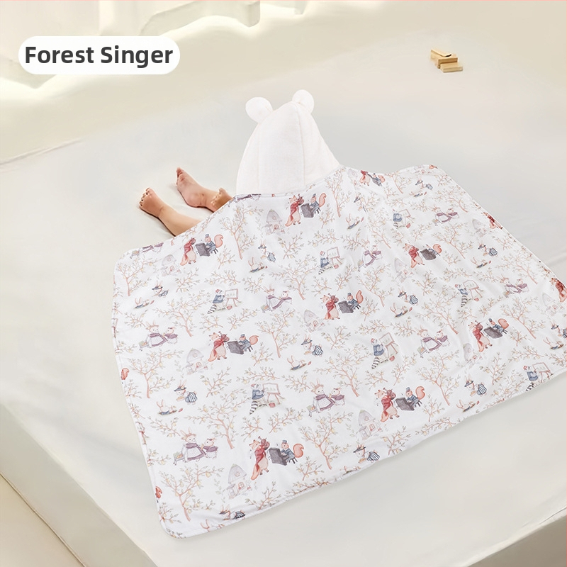 Koralinio fliso kūdikių vonios rankšluostis su gobtuvu, sugeria ir greitai džiūsta, 500–800 g, visiems sezonams, animacinio stiliaus