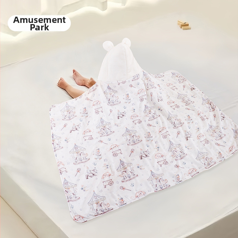 Koralinio fliso kūdikių vonios rankšluostis su gobtuvu, sugeria ir greitai džiūsta, 500–800 g, visiems sezonams, animacinio stiliaus