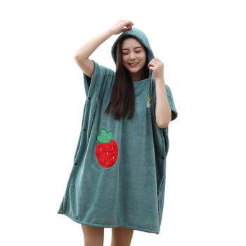 Възрастен плажен халат-капе с качулка, защита от слънцето, коралов флис и полиестер (Пролет • Женски • Тегло 420 g)