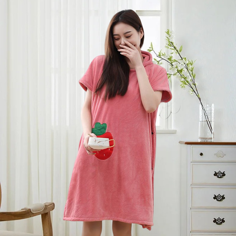 Възрастен плажен халат-капе с качулка, защита от слънцето, коралов флис и полиестер (Пролет • Женски • Тегло 420 g)