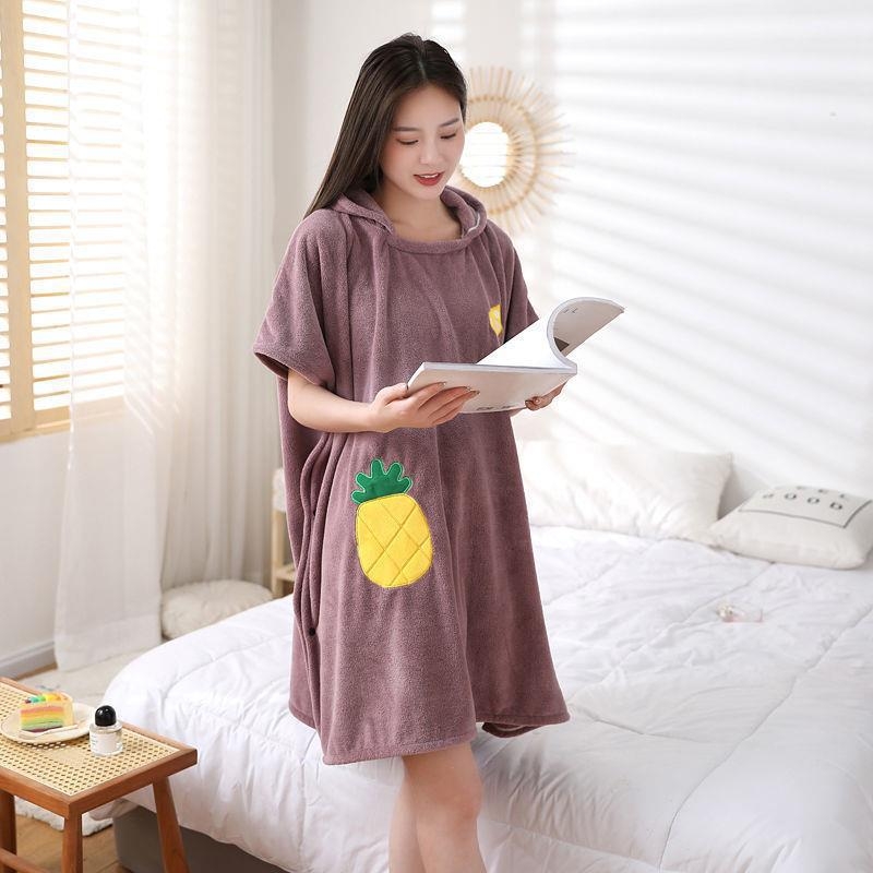 Възрастен плажен халат-капе с качулка, защита от слънцето, коралов флис и полиестер (Пролет • Женски • Тегло 420 g)