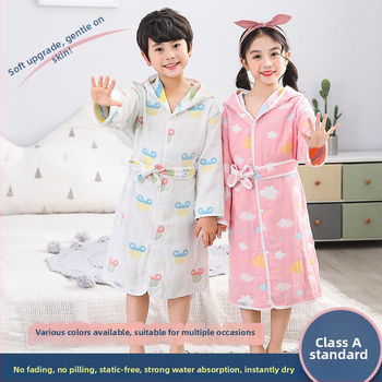 Unique детски памучен банен халат и кърпа‑пелерина