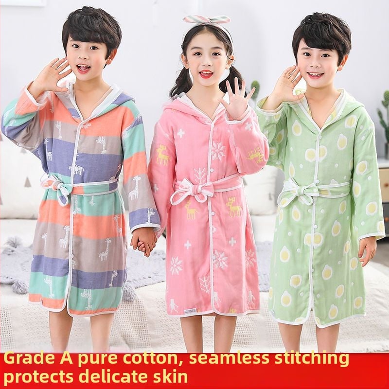 Unique bērnu kokvilnas vannas halāts un dvieļu pončo