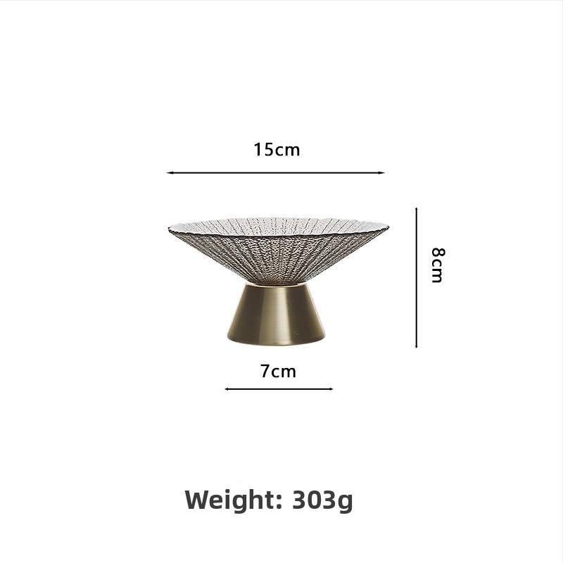Stakleni tanjur za voće s bakrenom bazom, visoko postolje, dekorativna posuda za grickalice i skladištenje