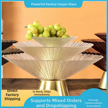 Стъклена чиния за плодове с крака, стил лек лукс, пролет 2020, първокласно качество