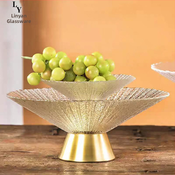 Стъклена чиния за плодове с крака, стил лек лукс, пролет 2020, първокласно качество