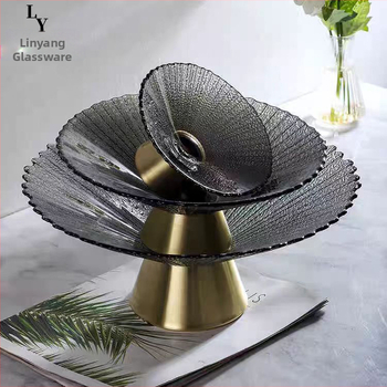 Стъклена чиния за плодове с крака, стил лек лукс, пролет 2020, първокласно качество