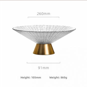 Стъклена чиния за плодове с крака, стил лек лукс, пролет 2020, първокласно качество