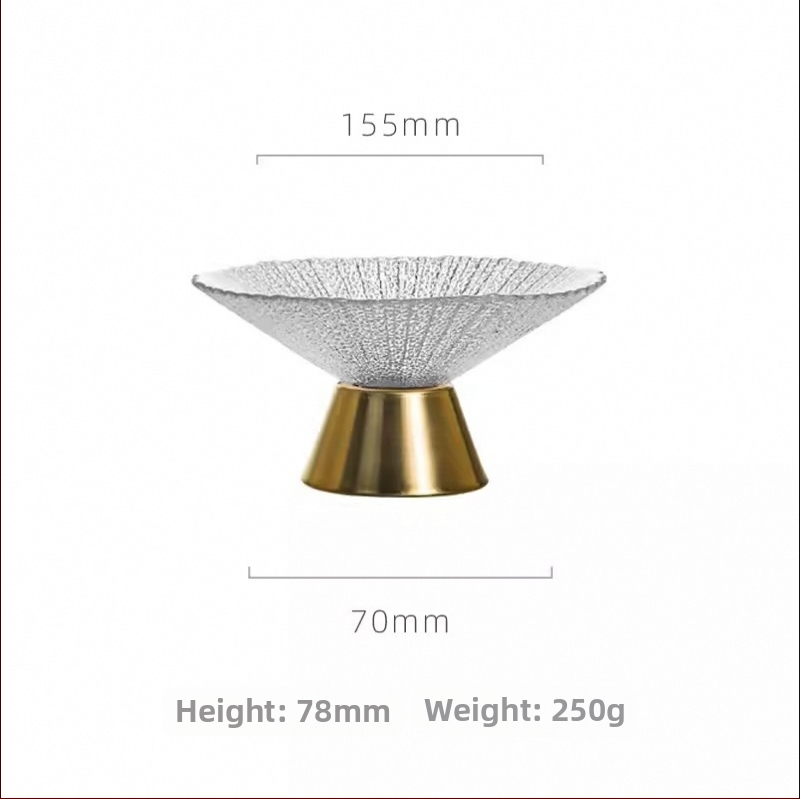 Стъклена чиния за плодове с крака, стил лек лукс, пролет 2020, първокласно качество