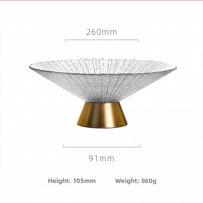 Стъклена чиния за плодове с крака, стил лек лукс, пролет 2020, първокласно качество