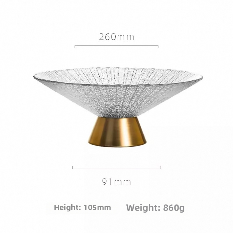 Стъклена чиния за плодове с крака, стил лек лукс, пролет 2020, първокласно качество