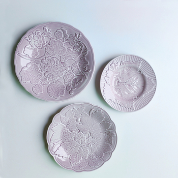 Keramikas šķīvju komplekts, apaļas formas, retro stils, zem glazūras, piemērots mikroviļņu krāsnij