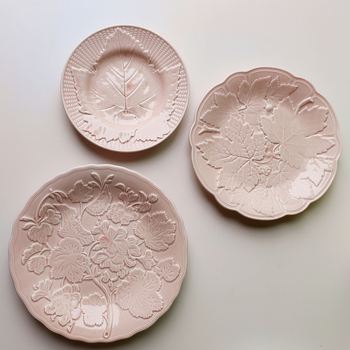 Keramikas šķīvju komplekts, apaļas formas, retro stils, zem glazūras, piemērots mikroviļņu krāsnij