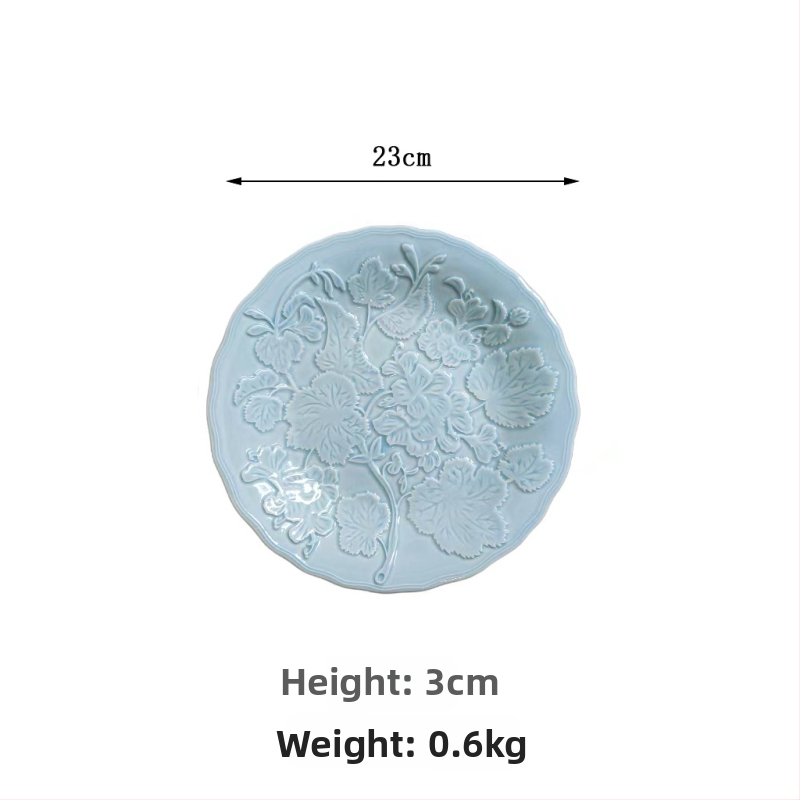 Keramikas šķīvju komplekts, apaļas formas, retro stils, zem glazūras, piemērots mikroviļņu krāsnij