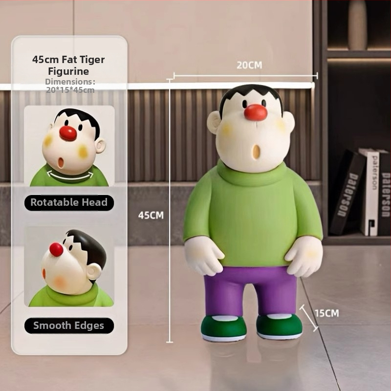 Vinilinis tigro figūrė – rankų darbo, su pakreipta galva, Šiaurės stiliaus dekoras biurui, svetainei ar įėjimui (Prekės ženklas: Happy Creation Society)