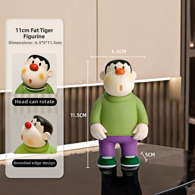 Vinilinis tigro figūrė – rankų darbo, su pakreipta galva, Šiaurės stiliaus dekoras biurui, svetainei ar įėjimui (Prekės ženklas: Happy Creation Society)