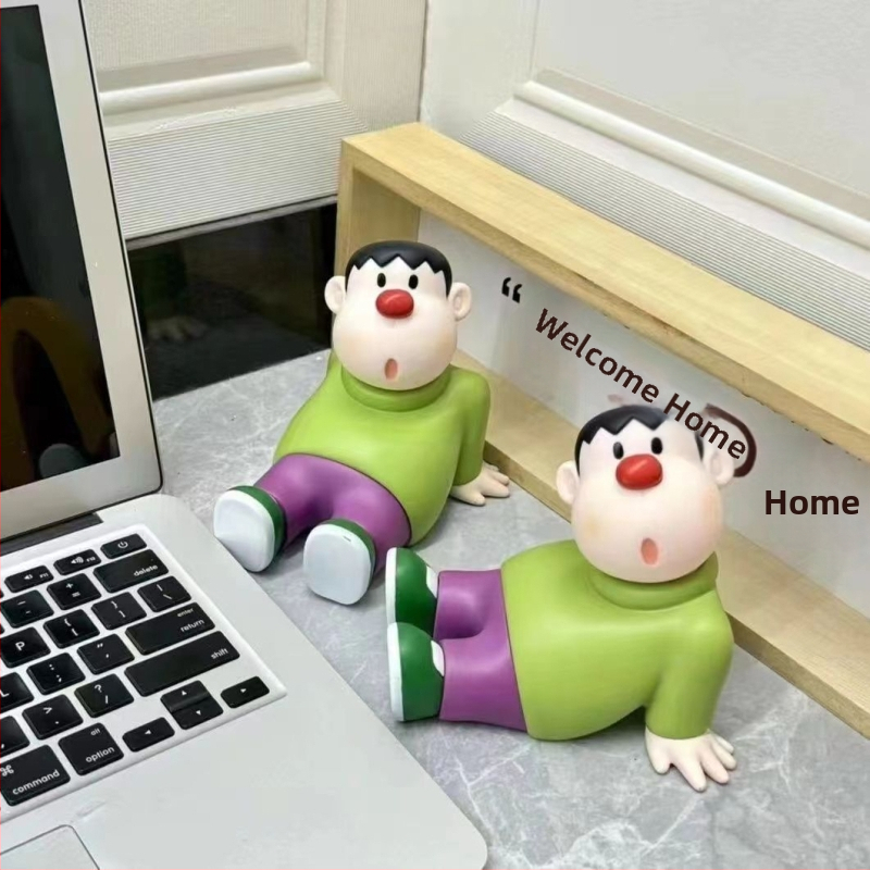 Vinilinis tigro figūrė – rankų darbo, su pakreipta galva, Šiaurės stiliaus dekoras biurui, svetainei ar įėjimui (Prekės ženklas: Happy Creation Society)