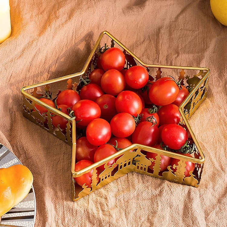 Dzelzs dekoratīvs trauks ar zvaigznes un mēness motīviem, rokām darināts, aerosola apdare, FR-007, XJFR