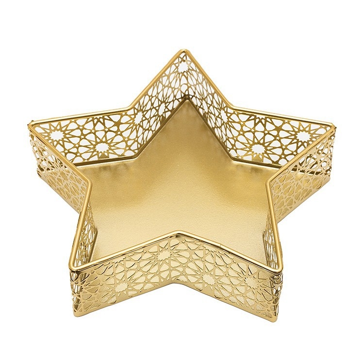 Dzelzs dekoratīvs trauks ar zvaigznes un mēness motīviem, rokām darināts, aerosola apdare, FR-007, XJFR