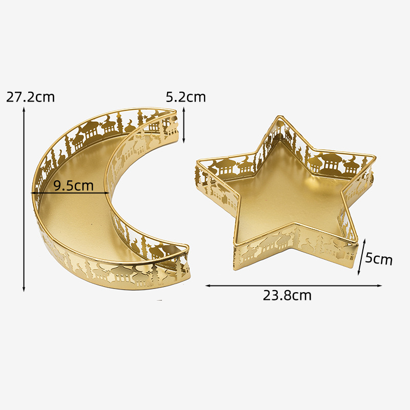 Dzelzs dekoratīvs trauks ar zvaigznes un mēness motīviem, rokām darināts, aerosola apdare, FR-007, XJFR