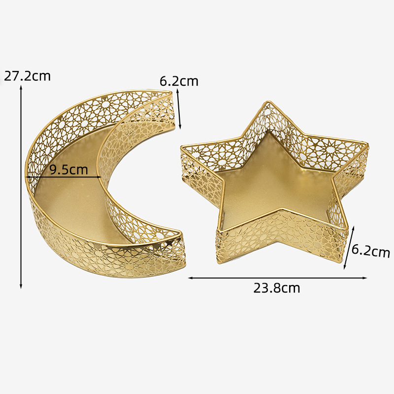Dzelzs dekoratīvs trauks ar zvaigznes un mēness motīviem, rokām darināts, aerosola apdare, FR-007, XJFR