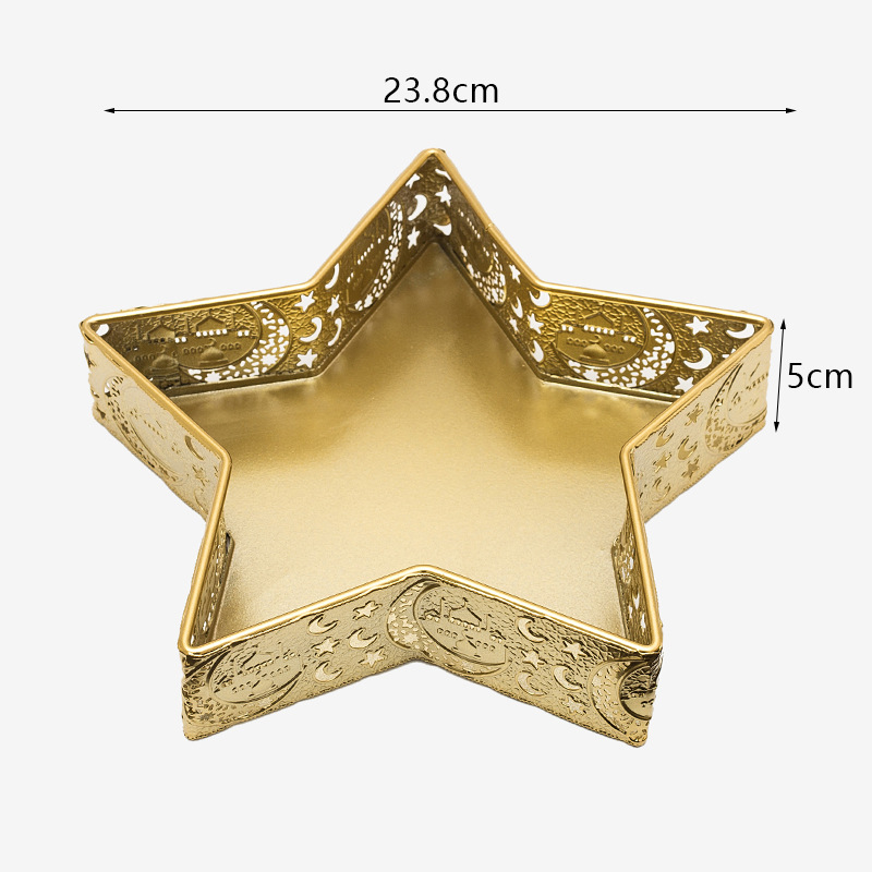 Dzelzs dekoratīvs trauks ar zvaigznes un mēness motīviem, rokām darināts, aerosola apdare, FR-007, XJFR