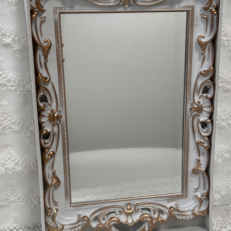 Retro Eiropas stila spoguļots uzglabāšanas trauks rotaslietām un kosmētikai, plastmasas izgatavots; Pan Shu Craft zīmols; piemērots kā personīgs dāvinājums.