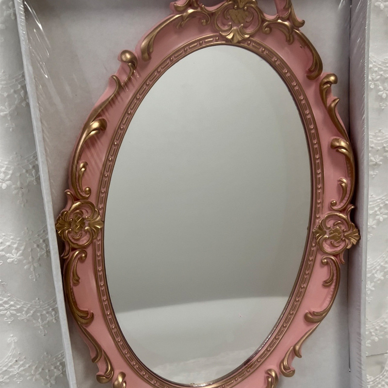 Retro Eiropas stila spoguļots uzglabāšanas trauks rotaslietām un kosmētikai, plastmasas izgatavots; Pan Shu Craft zīmols; piemērots kā personīgs dāvinājums.