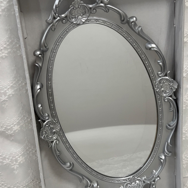 Retro Eiropas stila spoguļots uzglabāšanas trauks rotaslietām un kosmētikai, plastmasas izgatavots; Pan Shu Craft zīmols; piemērots kā personīgs dāvinājums.