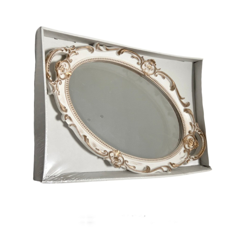 Retro Eiropas stila spoguļots uzglabāšanas trauks rotaslietām un kosmētikai, plastmasas izgatavots; Pan Shu Craft zīmols; piemērots kā personīgs dāvinājums.