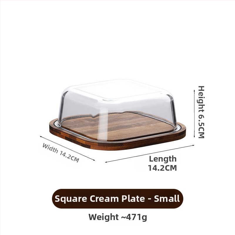 Stikla sviesta uzglabāšanas trauks ar vāciņu, kvadrātformas, termiski izturīgs stikls, gaišs grezns stils, nav piemērots mikroviļņu krāsnij