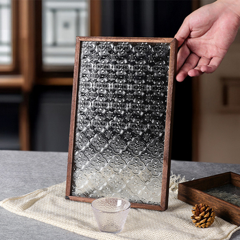 Dekoratīvā plāksnīte ar Begoniju no koka un stikla (Materiāls: koks+stikls; Stils: mūsdienīgs minimālisms; Piemērošana: mājas dekors, kafijas galdiņa uzglabāšana)