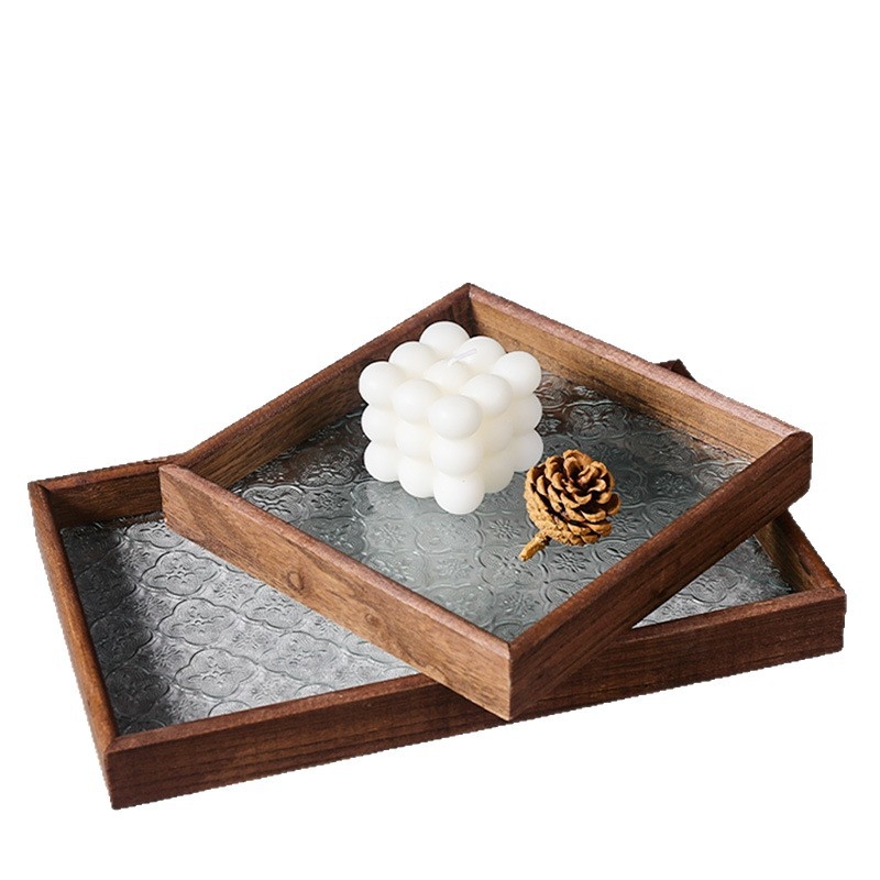 Dekoratīvā plāksnīte ar Begoniju no koka un stikla (Materiāls: koks+stikls; Stils: mūsdienīgs minimālisms; Piemērošana: mājas dekors, kafijas galdiņa uzglabāšana)