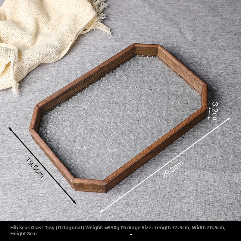 Dekoratīvā plāksnīte ar Begoniju no koka un stikla (Materiāls: koks+stikls; Stils: mūsdienīgs minimālisms; Piemērošana: mājas dekors, kafijas galdiņa uzglabāšana)