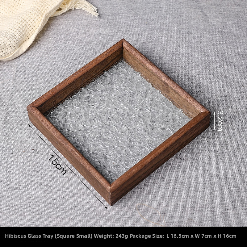 Dekoratīvā plāksnīte ar Begoniju no koka un stikla (Materiāls: koks+stikls; Stils: mūsdienīgs minimālisms; Piemērošana: mājas dekors, kafijas galdiņa uzglabāšana)