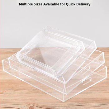 taisnstūra akrila trauks augļiem, tējai un kosmētikai uzglabāšanai — gaišā luksusa stila, pielāgota apstrāde