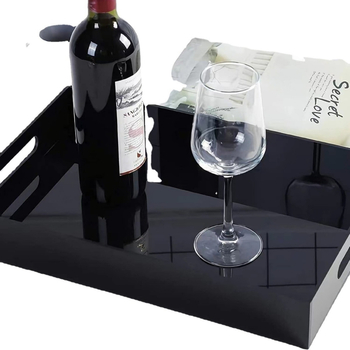 taisnstūra akrila trauks augļiem, tējai un kosmētikai uzglabāšanai — gaišā luksusa stila, pielāgota apstrāde