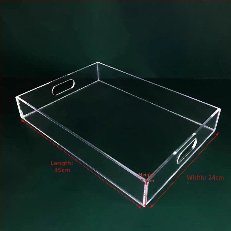 taisnstūra akrila trauks augļiem, tējai un kosmētikai uzglabāšanai — gaišā luksusa stila, pielāgota apstrāde