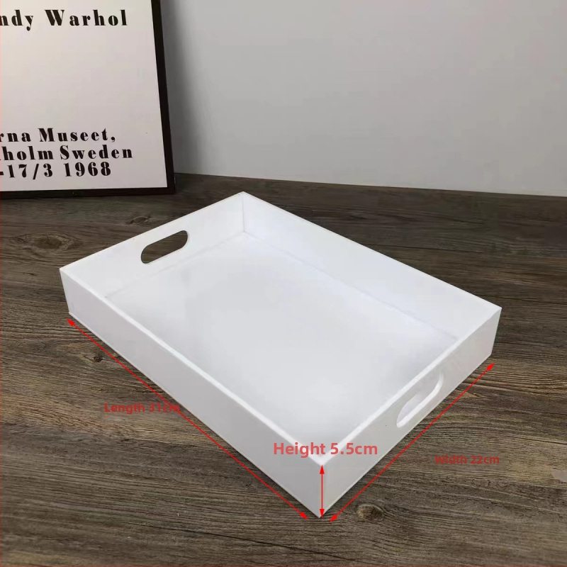 taisnstūra akrila trauks augļiem, tējai un kosmētikai uzglabāšanai — gaišā luksusa stila, pielāgota apstrāde