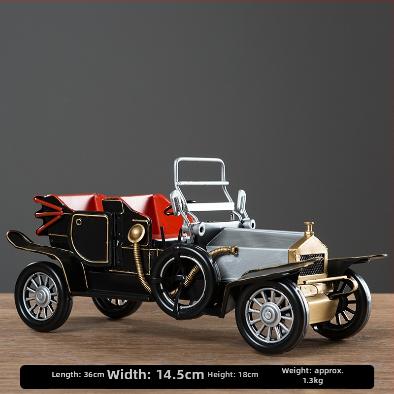 Geležinis vintage automobilio modelis – retro nostalgiška dekoracija namams, gimtadienio dovana klasės draugui
