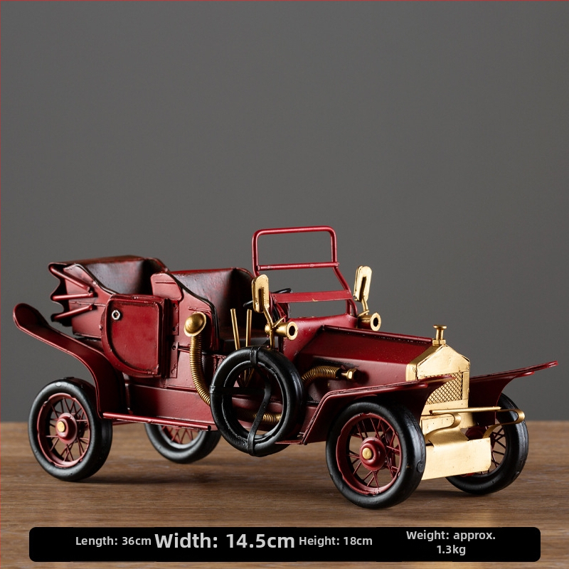 Geležinis vintage automobilio modelis – retro nostalgiška dekoracija namams, gimtadienio dovana klasės draugui