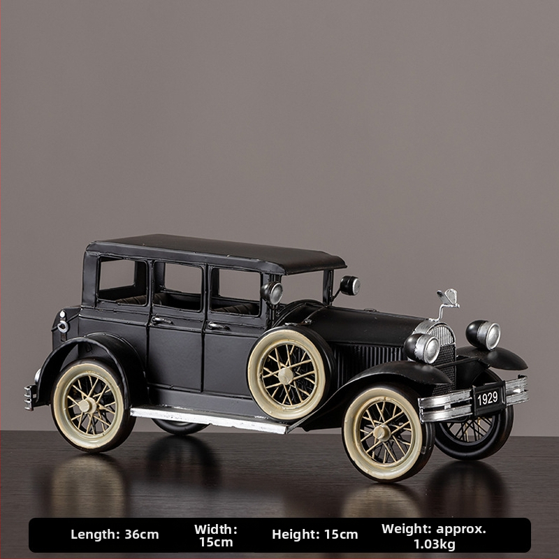 Geležinis vintage automobilio modelis – retro nostalgiška dekoracija namams, gimtadienio dovana klasės draugui