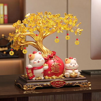 Laiminga katė – stalinis dekoras iš dervos, paprastas ir modernus stilius, tinkama perkėlimui ir įmonių/promocinių dovanų