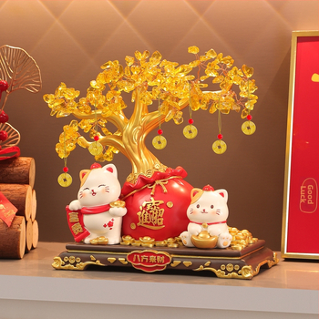 Laiminga katė – stalinis dekoras iš dervos, paprastas ir modernus stilius, tinkama perkėlimui ir įmonių/promocinių dovanų