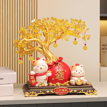 Laiminga katė – stalinis dekoras iš dervos, paprastas ir modernus stilius, tinkama perkėlimui ir įmonių/promocinių dovanų